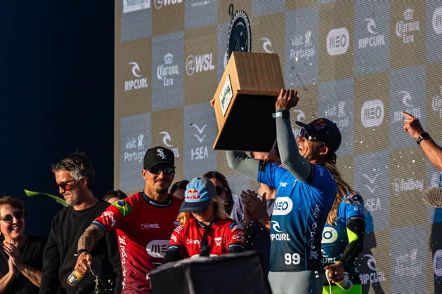 October 23, 2026, Peniche, Leiria, Portugal: Griffin Colapinto celebrates after winning the final of Meo Rip Curl Pro Portugal at Praia dos Supertubos on October 23, 2026 in Peniche, Portugal. Peniche Portugal - ZUMAs391 20261023_znp_s391_018 Copyright: xCarlosxSilvax