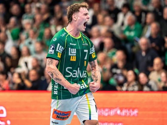 Victor Kloeve, Frisch Auf Goeppingen, 07, cheers loudly; Frisch Auf Goeppingen vs. ThSV Eisenach, Handball, 1st Bundesliga, Men s, 2026–2027 season, October 23, 2026, Frisch Auf Goeppingen vs. ThSV Eisenach, Handball, 1st Bundesliga, Men, 2026–2027 season, October 23, 2026, Goeppingen Copyright: xEibner-Pressefoto MichaelxSchmidx EP_MST