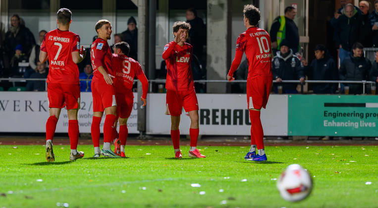 October 23, 2026 Soccer Season 2026–2027 Bavarian Regional League Matchday 04 SC Eltersdorf vs. SCE Quecken FC Memmingen FCM xwoxzix Goal celebration Cheering Joy after a goal Goal Shot on goal for the 0–1 lead by Philipp Kirsamer 9, FC Memmingen