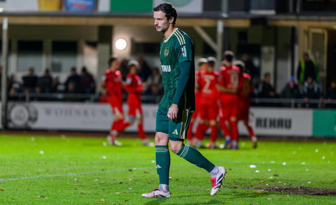 October 23, 2026 Soccer Season 2026–2027 Bavarian Regional League Matchday 04 SC Eltersdorf vs. SCE Quecken vs. FC Memmingen FCM xwoxzix Patrick Ort 14, SC Eltersdorf disappoints Disappointment on defense Goal celebration Cheers Joy after a goal Goal Shot on goal for the 0–1 by Philipp Kirsamer 9, FC Memmingen