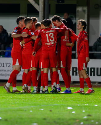 October 23, 2026 Soccer Season 2026–2027 Bavarian Regional League Matchday 04 SC Eltersdorf vs. SCE Quecken FC Memmingen FCM xwoxzix Goal celebration Cheering Joy after a goal Goal Shot on goal for the 0–1 lead by Philipp Kirsamer 9, FC Memmingen