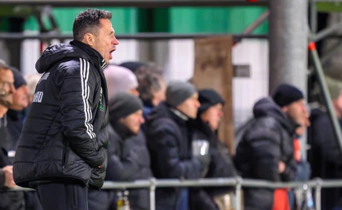 October 23, 2026 Soccer Season 2026–2027 Bavarian Regional League Matchday 04 SC Eltersdorf vs. SCE Quecken vs. FC Memmingen vs. FCM xwoxzix Bernd Eigner, coach of SC Eltersdorf, calls out, shouts, roars