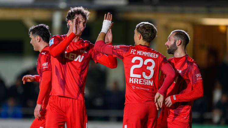 October 23, 2026 Soccer Season 2026–2027 Bavarian Regional League Matchday 04 SC Eltersdorf vs. SCE Quecken FC Memmingen FCM xwoxzix Goal celebration Cheering Joy after a goal Goal Shot on goal for the 0–2 by Constantin Kresin 23, FC Memmingen