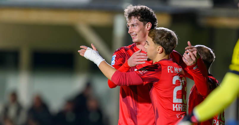 October 23, 2026 Soccer Season 2026–2027 Bavarian Regional League Matchday 04 SC Eltersdorf vs. SCE Quecken FC Memmingen FCM xwoxzix Goal celebration Cheering Joy after a goal Goal Shot on goal for the 0–1 lead by Philipp Kirsamer 9, FC Memmingen; Constantin Kresin 23, FC Memmingen; Luis Pfaumann 10, FC Memmingen