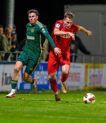 October 23, 2026 Soccer Season 2026–2027 Bavarian Regional League Matchday 04 SC Eltersdorf vs. SCE Quecken FC Memmingen FCM xwoxzix Marco Niedermayer 16, SC Eltersdorf Pascal Maier 7, FC Memmingen, right