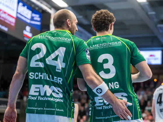 Marcel Schiller, Frisch Auf Göppingen, 24, with Micha Lang, Frisch Auf Göppingen, 03, Frisch Auf Göppingen vs. ThSV Eisenach, Handball, 1st Bundesliga, Men, 2026–2027 Season, October 23, 2026, Frisch Auf Goeppingen vs. ThSV Eisenach, Handball, 1st Bundesliga, Men, 2026–2027 season, October 23, 2026, Goeppingen Copyright: xEibner-Pressefoto MichaelxSchmidx EP_MST