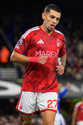 IPSWICH, ENGLAND OCTOBER 23 - Daniel Munoz of Nottingham Forest during the Premier League game between Ipswich Town and Nottingham Forest at Portman Road on October 23, 2026 in Ipswich, England. (Photo by Keeran Marquis Sports Press Photo) Copyright: xKeeranxMarquis SPPx Sportspressphoto_SPR264232