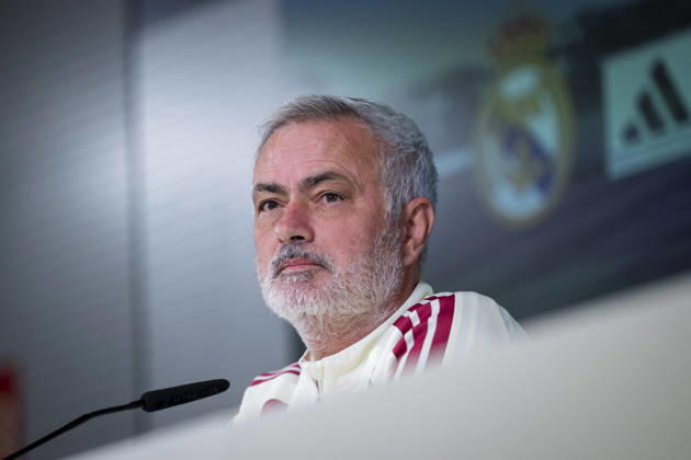 Real Madrid Training Session and press conference, PK, Pressekonferenz Jose Mourinho, Head Coach of Real Madrid, speaks during a press conference ahead of the LaLiga EA Sports match against FC Barcelona, Barca at Ciudad Real Madrid on October 24, 2026 in Valdebebas, Spain. Valdebebas Ciudad Real Madrid Madrid Spain Copyright: xAlbertoxGardinx AGardin_20261024_Rea_Mad_Pc_0003