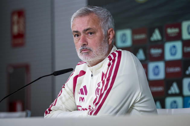 Real Madrid Training Session and press conference, PK, Pressekonferenz Jose Mourinho, Head Coach of Real Madrid, speaks during a press conference ahead of the LaLiga EA Sports match against FC Barcelona, Barca at Ciudad Real Madrid on October 24, 2026 in Valdebebas, Spain. Valdebebas Ciudad Real Madrid Madrid Spain Copyright: xAlbertoxGardinx AGardin_20261024_Rea_Mad_Pc_0010