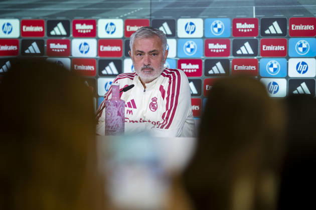 Real Madrid Training Session and press conference, PK, Pressekonferenz Jose Mourinho, Head Coach of Real Madrid, speaks during a press conference ahead of the LaLiga EA Sports match against FC Barcelona, Barca at Ciudad Real Madrid on October 24, 2026 in Valdebebas, Spain. Valdebebas Ciudad Real Madrid Madrid Spain Copyright: xAlbertoxGardinx AGardin_20261024_Rea_Mad_Pc_0014