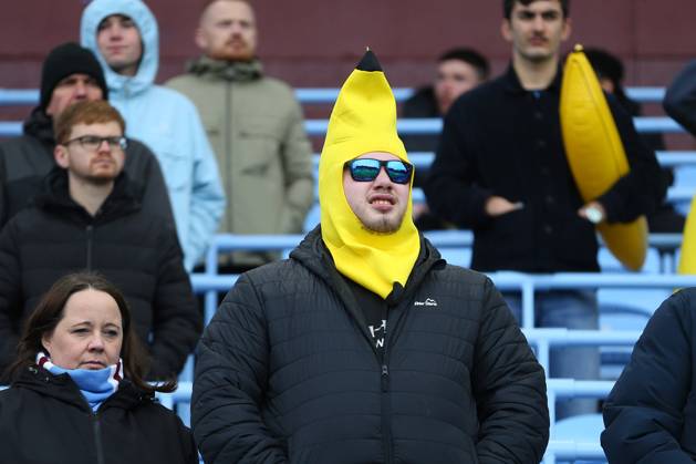 A City fan wearing banana headwear Aston Villa v Manchester City, Premier League, Football, Villa Park, Birmingham, UK - 24 Oct 2026Birmingham Villa Park United Kingdom EDITORIAL USE ONLY No use with unauthorised audio, video, data, fixture lists, club league logos or live services. Online in-match use limited to 120 images, no video emulation. No use in betting, games or single club league player publications. Copyright: xPhilxOldham Shutterstockx 17232445f