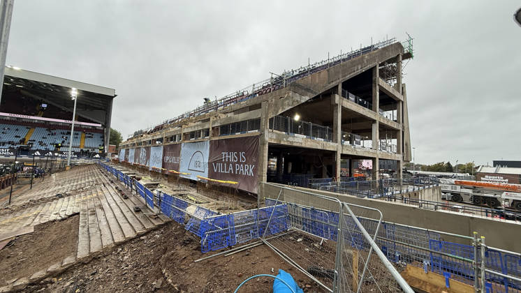 General view of the rebuilding of The North Stand at the Aston Villa v Manchester City EPL match, at Villa Park, Birmingham, UK on 24th October, 2026. 