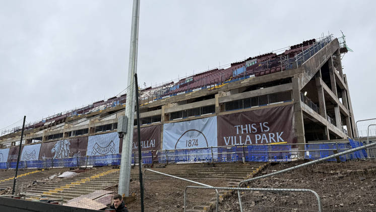 General view of the rebuilding of The North Stand at the Aston Villa v Manchester City EPL match, at Villa Park, Birmingham, UK on 24th October, 2026. 