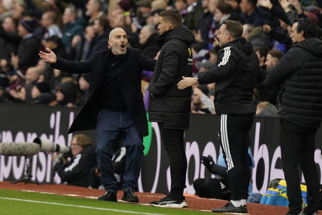 Birmingham, England, 24th October 2026. Enzo Maresca head coach of Manchester City reacts towards the fourth official during the Aston Villa vs Manchester City Premier League match at Villa Park, Birmingham. Picture credit should read: Andrew Yates Sportimage EDITORIAL USE ONLY. No use with unauthorised audio, video, data, fixture lists, club league logos or live services. Online in-match use limited to 120 images, no video emulation. No use in betting, games or single club league player publications. SPI_037_AY_Villa_Man_City SPI-5099-0037