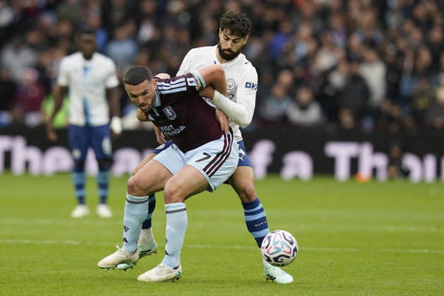 Birmingham, England, 24th October 2026. John McGinn of Aston Villa and Josko Gvardiol of Manchester City challenge for the ball during the Aston Villa vs Manchester City Premier League match at Villa Park, Birmingham. Picture credit should read: Andrew Yates Sportimage EDITORIAL USE ONLY. No use with unauthorised audio, video, data, fixture lists, club league logos or live services. Online in-match use limited to 120 images, no video emulation. No use in betting, games or single club league player publications. SPI_038_AY_Villa_Man_City SPI-5099-0038