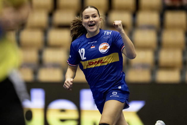 DENMARK Golden League Women s Handball Norway Netherlands The Netherlands Bo Van Wetering reacts after scoring during the women s Golden League handball match between Norway and the Netherlands at SJF Bank Arena in Odense on Saturday, October 24, 2026, Odense, Denmark, Mors  Copyright: BoxAmrstrupx xRitzauxScanpix BoxAmstrupx spdk20261024-142111-L