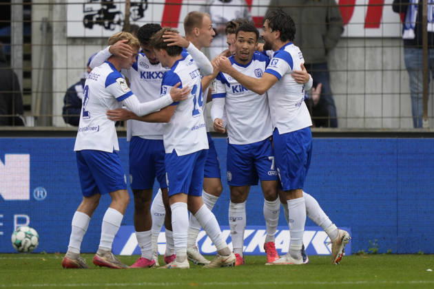 October 24, 2026, Hänsch Arena, Meppen, GER, 3rd Division, Matchday 11: SV Meppen vs. Würzburger Kickers, SVM celebrates after Oliver Schmitt’s 1–0 goal for SV Meppen 7 DFL REGULATIONS PROHIBIT ANY USE OF PHOTOGRAPHS AS IMAGE SEQUENCES AND OR QUASI-VIDEO Meppen, Lower Saxony, Hänsch Arena