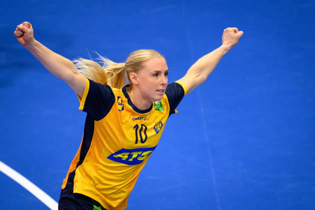 Handball, International Friendly, Sweden vs. Brazil, October 24, 2024: Mathilda Lundström of Sweden celebrates during the international friendly handball match between Sweden and Brazil on October 24, 2026 in Jönköping. Photo by Carl Sandin, BILDBYRÅN, code CS CS0996: handball, Swedish national handball team, Sweden, Brazil, women s handball, celebration  Copyright: CARLxSANDIN BB261024CS030
