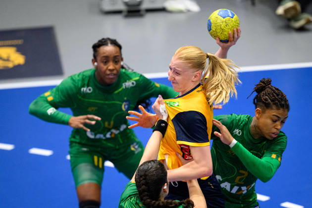 Handball, International Friendly, Sweden vs. Brazil, October 24, 2024: Tyra Axnér of Sweden during the international friendly handball match between Sweden and Brazil on October 24, 2026 in Jönköping. Photo by Carl Sandin, BILDBYRÅN, code CS CS0996. handball, Swedish national handball team, Sweden, Brazil, women s handball  Copyright: CARLxSANDIN BB261024CS036