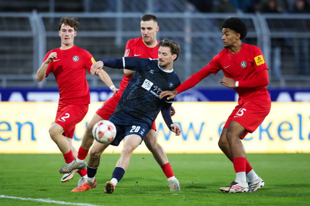 October 24, 2026, Soccer, Men s, Regionalliga Nord, Matchday 15, VfB Oldenburg vs. HSC Hannover, Marc Schröder (blue) No. 20, VfB Oldenburg in a tackle