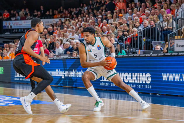 1st Basketball Bundesliga, easyCredit BBL, 2026–2027 Season, Men s Division, Regular Season, Matchday 6, October 24, 2026, RASTA Vechta vs. VET CONCEPT Gladiators Trier, Justin Simon 5, VET CONCEPT Gladiators Trier in action, Vechta, RASTA Dome, Lower Saxony, Germany