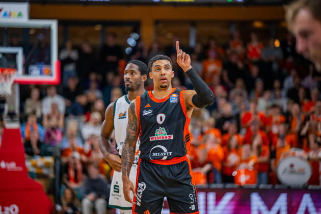 1st Basketball Bundesliga, easyCredit BBL, 2026–2027 Season, Men s Division, Regular Season, Matchday 6, October 24, 2026, RASTA Vechta vs. VET CONCEPT Gladiators Trier D Mitrik Trice 0 RASTA Vechta during the game at the Vechta RASTA Dome, Lower Saxony, Germany