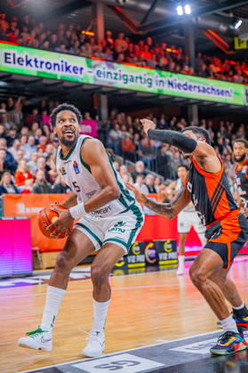 1st Basketball Bundesliga, easyCredit BBL, 2026–2027 Season, Men s Division, Regular Season, Matchday 6, October 24, 2026, RASTA Vechta vs. VET CONCEPT Gladiators Trier, Justin Simon 5, VET CONCEPT Gladiators Trier in action, Vechta, RASTA Dome, Lower Saxony, Germany