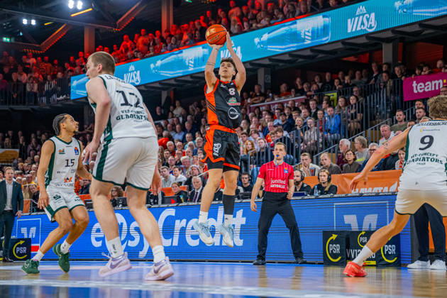 1st Basketball Bundesliga, easyCredit BBL, 2026–2027 Season, Men s Division, Regular Season, Matchday 6, October 24, 2026, RASTA Vechta vs. VET CONCEPT Gladiators Trier, Lamin Sabally 9, RASTA Vechta 8 on a jump shot, Vechta RASTA Dome, Lower Saxony, Germany