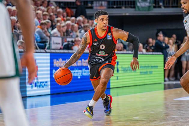 1st Basketball Bundesliga, easyCredit BBL, 2026–2027 Season, Men s Division, Regular Season, Matchday 6, October 24, 2026, RASTA Vechta vs. VET CONCEPT Gladiators Trier D Mitrik Trice 0 RASTA Vechta in action Vechta RASTA Dome Lower Saxony Germany