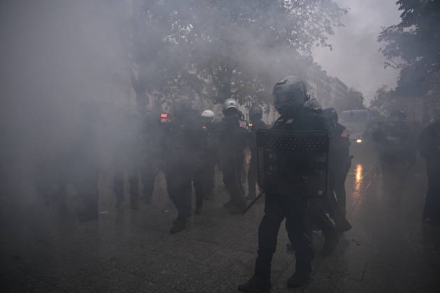Police intervene in demonstrators amid ongoing protests in Paris PARIS, FRANCE - OCTOBER 24: Police clash with protesters with tear gas during a demonstration amid ongoing social and political tensions in Paris, France, on October 24, 2026. Mouneb Taim Anadolu Paris France. Editorial use only. Please get in touch for any other usage.  Copyright: x2026xAnadoluxMounebxTaimx