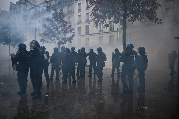 Police intervene in demonstrators amid ongoing protests in Paris PARIS, FRANCE - OCTOBER 24: Police clash with protesters with tear gas during a demonstration amid ongoing social and political tensions in Paris, France, on October 24, 2026. Mouneb Taim Anadolu Paris France. Editorial use only. Please get in touch for any other usage.  Copyright: x2026xAnadoluxMounebxTaimx