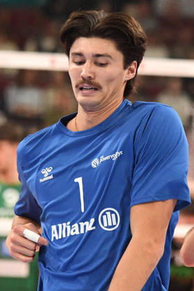 Kyle Paulson, Powervolleys Düren, 1, warming up, still image, action, October 24, 2026, Düren, Germany, volleyball, Men s 1st Bundesliga, regular season, SWD Powervolleys Düren vs. WWK Volleys Munich xmhx