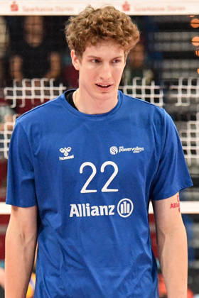 Paul Nusterer, Powervolleys Düren, age 22, warming up, single frame, action, October 24, 2026, Düren, Germany, volleyball, Men s Bundesliga 1, regular season, SWD Powervolleys Düren vs. WWK Volleys Munich xmhx