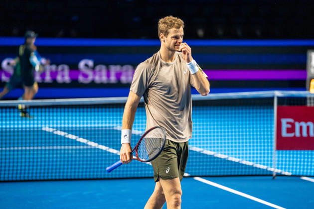 BASEL, SWITZERLAND, OCTOBER 25 Yannick Hanfmann of Germany during Day 2 of the Swiss Indoors Basel at St. Jakobshalle on October 25, 2026, in Basel, Switzerland Copyright: xJustPictures.ch PascalxvonxBürenx jp-en-EuSpIm-Pavo_Fotografie-04974