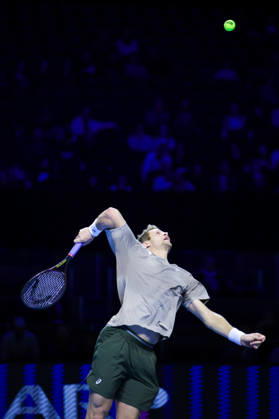 RECORD DATE NOT STATED 25th October 2026; St. Jakobshalle, Basel, Switzerland; ATP, Tennis Herren Tennis, Swiss Indoors Basel, Day 2; Qualifying final; Yannick Hanfmann of Germany serves AnthonyxBenoit