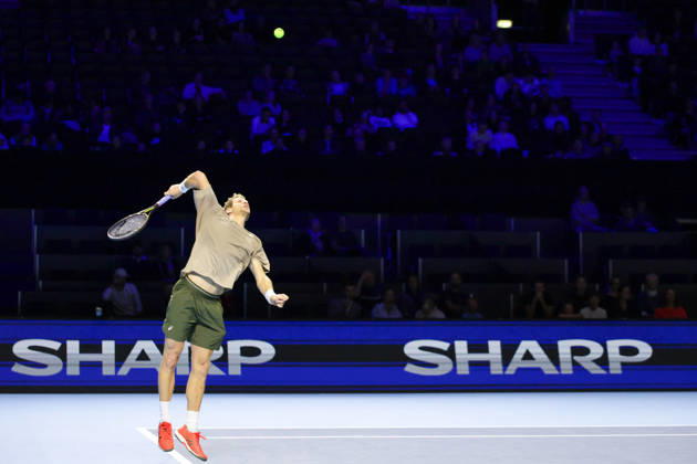 RECORD DATE NOT STATED 25th October 2026; St. Jakobshalle, Basel, Switzerland; ATP, Tennis Herren Tennis, Swiss Indoors Basel, Day 2; Qualifying final; Yannick Hanfmann of Germany serves AnthonyxBenoit
