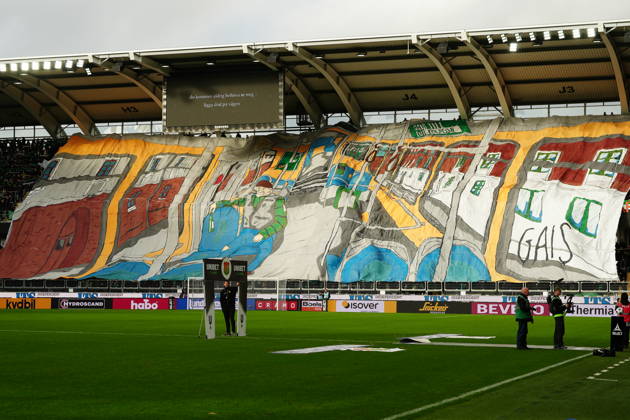BORAS, SWEDEN 20261025 GAIS tifo during Sunday s Allsvenskan soccer match between GAIS and IFK Göteborg at Gamla Ullevi BORAS SWEDEN x9200x  Copyright: xBjörnxLarssonxRosvall TTx ALLSVENSKAN GAIS - IFK GÖTEBORG
