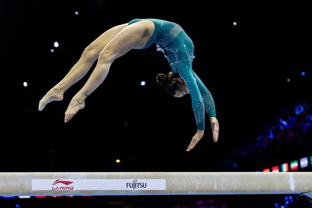 ROTTERDAM - Kaylia Nemour (General Leaders) during the balance beam apparatus final at the World Gymnastics Championships in Rotterdam Ahoy. IRIS VAN DEN BROEK ANP xVIxANPxSportx xxANPxIVx 573606435 originalFilename: 573606435.jpg