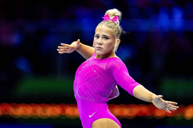 ROTTERDAM - Reese Esponda (USA) during the floor apparatus final at the World Gymnastics Championships in Rotterdam Ahoy. IRIS VAN DEN BROEK ANP xVIxANPxSportx xxANPxIVx 573621398 originalFilename: 573621398.jpg