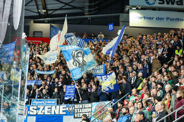 Augsburg, Germany, October 25, 2026 PENNY DEL 2026–2027, Game 12: Augsburg Panthers vs. Straubing Tigers. Pictured: the Straubing Tigers fan section. Copyright: xFotostandx xStiebertx
