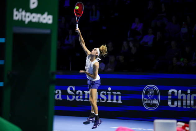 RECORD DATE NOT STATED 25th October 2026; St. Jakobshalle, Basel, Switzerland; ATP, Tennis Herren Tennis, Swiss Indoors Basel, Day 2; Qualifying final; Qualifying final; Mika Brunold of Switzerland serves AnthonyxBenoit