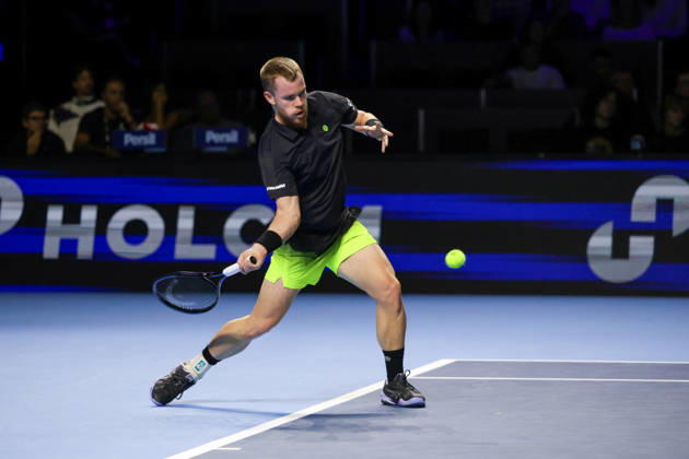 RECORD DATE NOT STATED 25th October 2026; St. Jakobshalle, Basel, Switzerland; ATP, Tennis Herren Tennis, Swiss Indoors Basel, Day 2; Qualifying final; Qualifying final; Remy Bertola of Switzerland plays a forehand AnthonyxBenoit