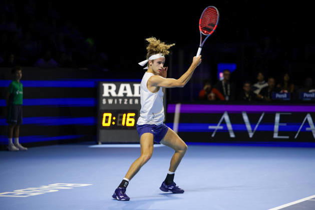 RECORD DATE NOT STATED 25th October 2026; St. Jakobshalle, Basel, Switzerland; ATP, Tennis Herren Tennis, Swiss Indoors Basel, Day 2; Qualifying final; Qualifying final; Mika Brunold of Switzerland plays a forehand AnthonyxBenoit
