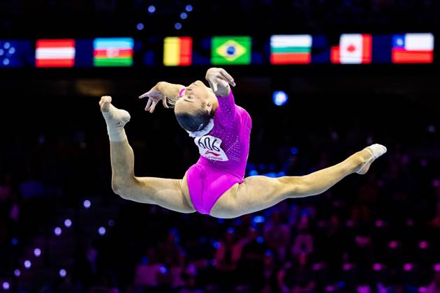 ROTTERDAM - Claire Pease (USA) during the floor apparatus final at the World Gymnastics Championships in Rotterdam Ahoy. IRIS VAN DEN BROEK ANP xVIxANPxSportx xxANPxIVx 573623013 originalFilename: 573623013.jpg
