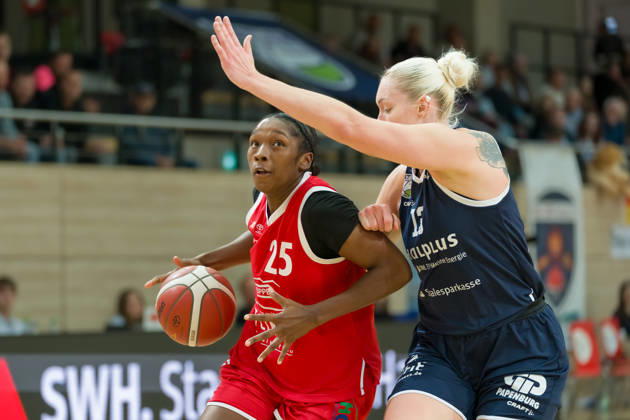 Marcavia Keirra Jashun Sanders Shavers HTC, 25, Marta Miscenko Lions, 13 points in Lions vs. Herner TC, Women’s Basketball, 1st Bundesliga, DBBL, Matchday 4 of the 2026–27 season, October 25, 2026, SWH Arena, Saxony-Anhalt, Germany
