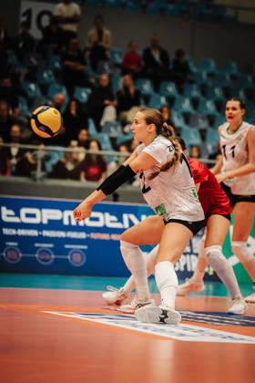 Women s Volleyball, 2026–2027 Season, DEKRA 1 Volleyball Bundesliga, ETV Hamburger Volksbank Volleys vs. USC Münster, October 25, 2026, Isabel Zimmerman 12, USC Münster, Reception, Hamburg CU Arena, Hamburg, Germany