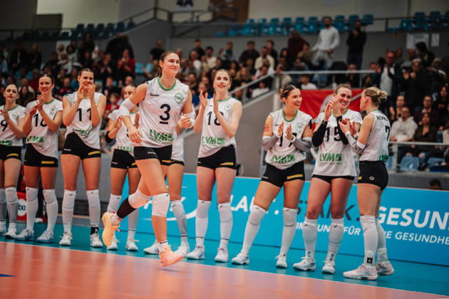 Women s Volleyball, 2026–2027 Season, DEKRA 1 Volleyball Bundesliga: ETV Hamburger Volksbank Volleys vs. USC Münster, October 25, 2026; Esther Spöler 3; USC Münster is named MVP Gold; Hamburg CU Arena, Hamburg, Germany