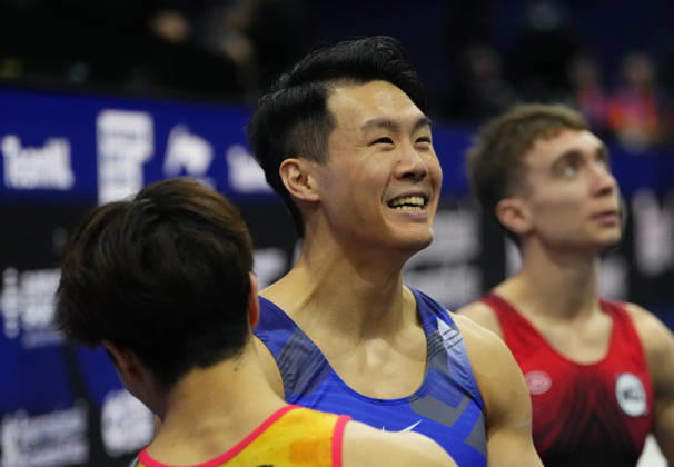 Chia Hung Tang of Taiwan wins gold on the horizontal bar during the artistic gymnastics competition on Day 9 of the World Championships at Ahoy in Rotterdam, Netherlands, on October 25, 2026. DeFodi Images