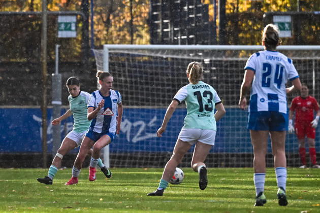 October 25, 2026, Soccer, Women s Bundesliga 2, 2026–2027 season, Matchday 10, Hertha BSC Berlin vs. SG 99 Andernach General scenes during the game in the rain and sunshine
