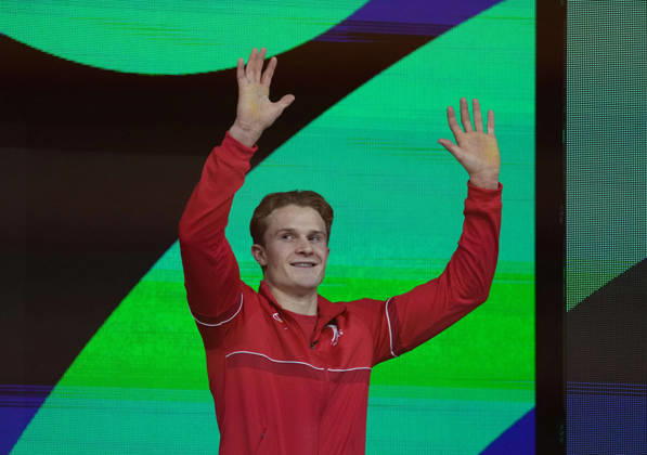 Sebastian Sponevik of Norway wins bronze in the vault during the Artistic Gymnastics competition on Day 9 of the World Championships at Ahoy in Rotterdam, Netherlands, on October 25, 2026. DeFodi Images